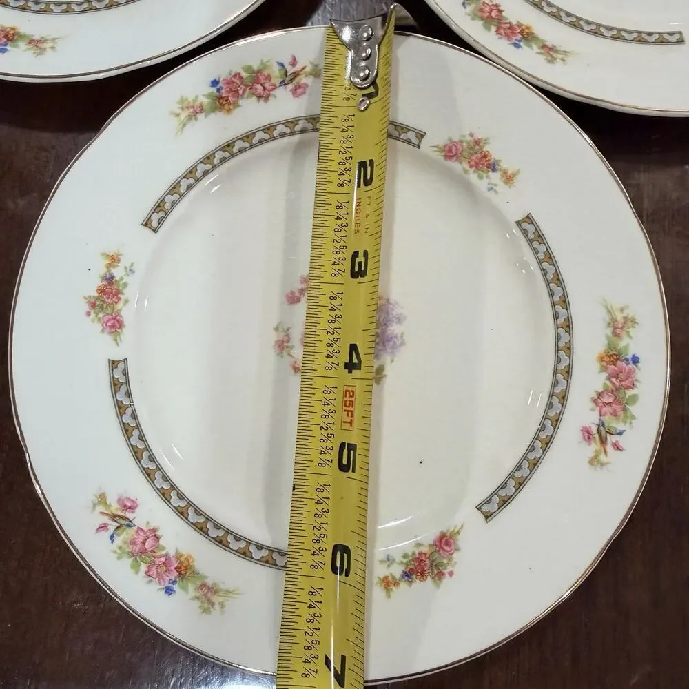 Antique W.H. Grindley & Co Chelsea Ivory Beauvais Bread Plates Set Of 3 - 7”